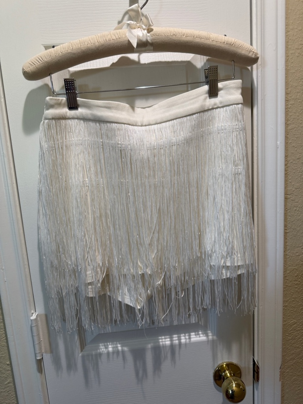White Fringe Mini Shorts - Feminine Party Skirt
